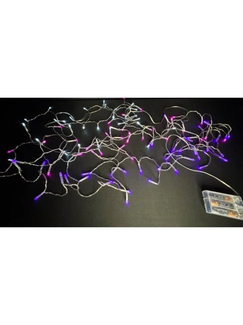 String Lights Battery-Powered LED Purple & White Glow Indoor/Outdoor Use DIY